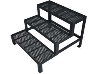 Stahltreppe 3 Stufen pulverbeschichtet Außentreppe Anthrazit Metalltreppe verzinkt Rutschfest Perfekt für den Außenbereich