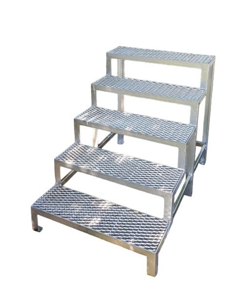 Stahltreppe 5 Stufen Außentreppe Standtreppe Metalltreppe verzinkt Rutschfest Perfekt für den Außenbereich