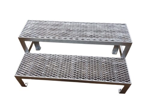 Außentreppe 2 Stufen Stahltreppe Standtreppe verzinkt Rutschfest Außenbereich