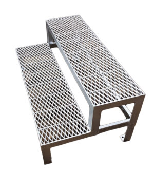 Stahltreppe 2 Stufen Außentreppe Metalltreppe verzinkt Rutschfest Perfekt für den Außenbereich