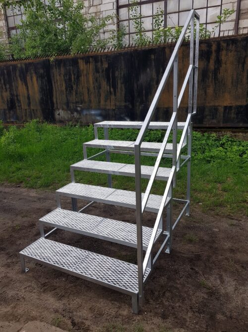Stahltreppe 6 Stufen verzinkt Stahltreppe Freistehend 6 Stufen verzinkt Rutschfest Außenbereich