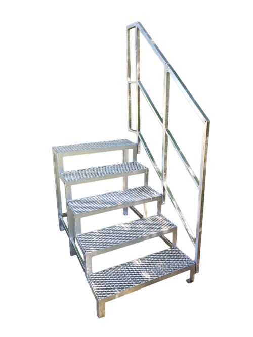 Metalltreppe 5 Stufen mit Geländer Außentreppe verzinkt