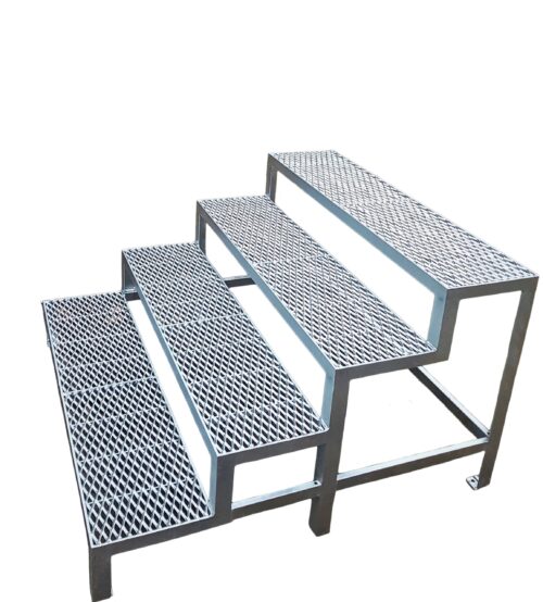 Metalltreppe Außen Stahltreppe 4 Stufen feuerverzinkt Rutschfest Gartentreppe Industietreppen Perfekt für den Außenbereich