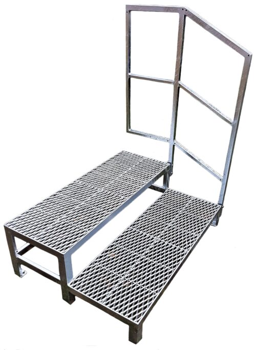 Stahltreppe 2 Stufen mit Geländer Außentreppe verzinkt Rutschfest Außenbereich