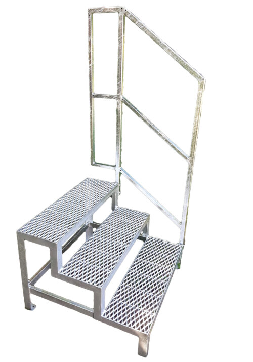Metalltreppe 3 Stufen mit Geländer verzinkt Außenbereich