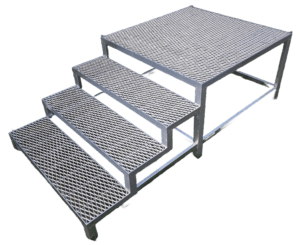 Stahltreppe 3 Stufen mit Podest Außentreppe mit Podest verzinkt Rutschfest Perfekt für den Außenbereich