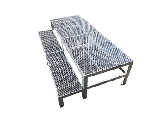 Podesttreppe 1 Stufe verzinkt Stahltreppe 1 Stufen mit Podest, Außentreppe mit Podest verzinkt