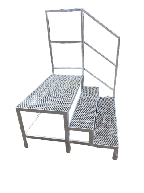 2 Stufen mit Podest Stahltreppe mit Geländer, Außentreppe mit Podest verzinkt Perfekt für den Außenbereich