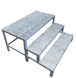 Stahltreppe 2 Stufen mit Podest Außentreppe 2 Stufen mit Podest verzinkt Rutschfest Perfekt für den Außenbereich