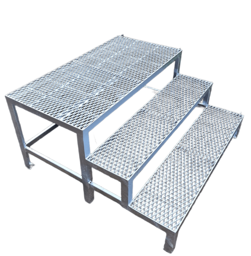 Stahltreppe 2 Stufen mit Podest Außentreppe 2 Stufen mit Podest verzinkt Rutschfest Perfekt für den Außenbereich