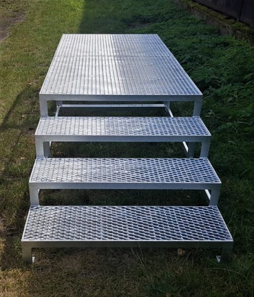 Außentreppe 3 Stufen verzinkt Rutschfest Außenbereich