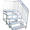 4 Stufen mit Podest, Stahltreppe mit Geländer, Außentreppe mit Podest verzinkt, Perfekt für den Außenbereich