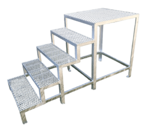 Stahltreppe 5 Stufen mit Podest Außentreppe mit Podest verzinkt Rutschfest