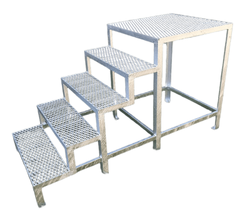 Stahltreppe 5 Stufen mit Podest Außentreppe mit Podest verzinkt Rutschfest