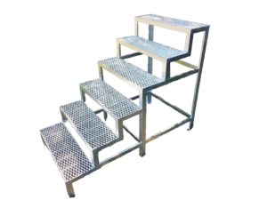 Stahltreppe 6 Stufen Außentreppe Standtreppe Metalltreppe verzinkt Rutschfest Außenbereich Hauseingang