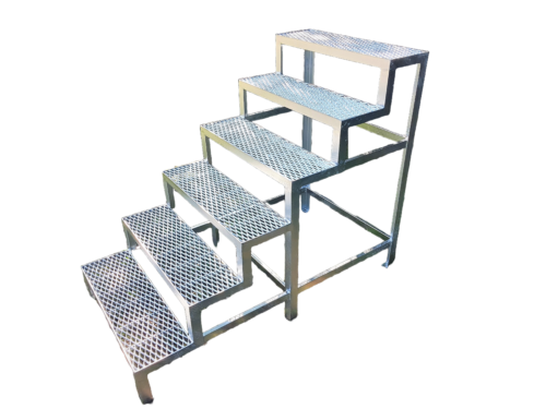 stahltreppen-ohne-gelander-6-stufen Stahltreppe 6 Stufen Außentreppe Standtreppe Metalltreppe verzinkt Rutschfest Außenbereich Hauseingang